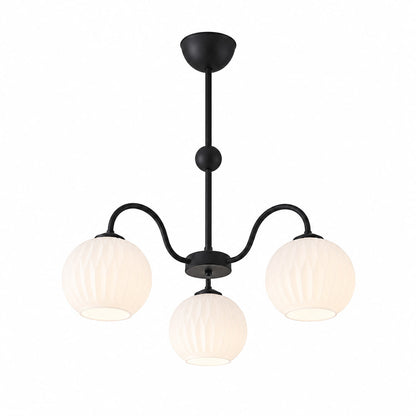 Cleo Globe Chandelier – Frosted Ribbed Glass Cluster Pendant Light | Stuberlighting