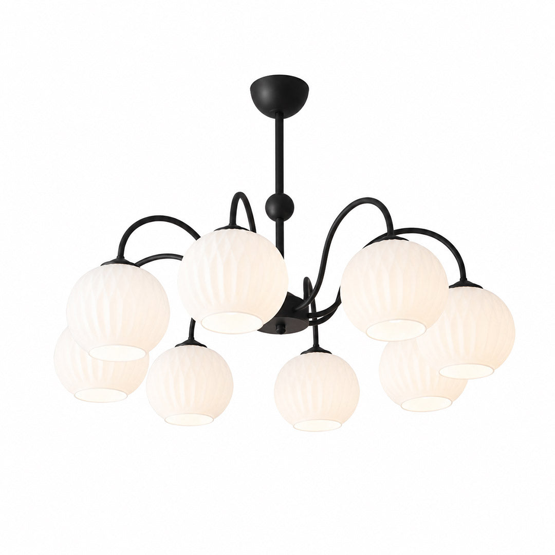 Cleo Globe Chandelier – Frosted Ribbed Glass Cluster Pendant Light | Stuberlighting
