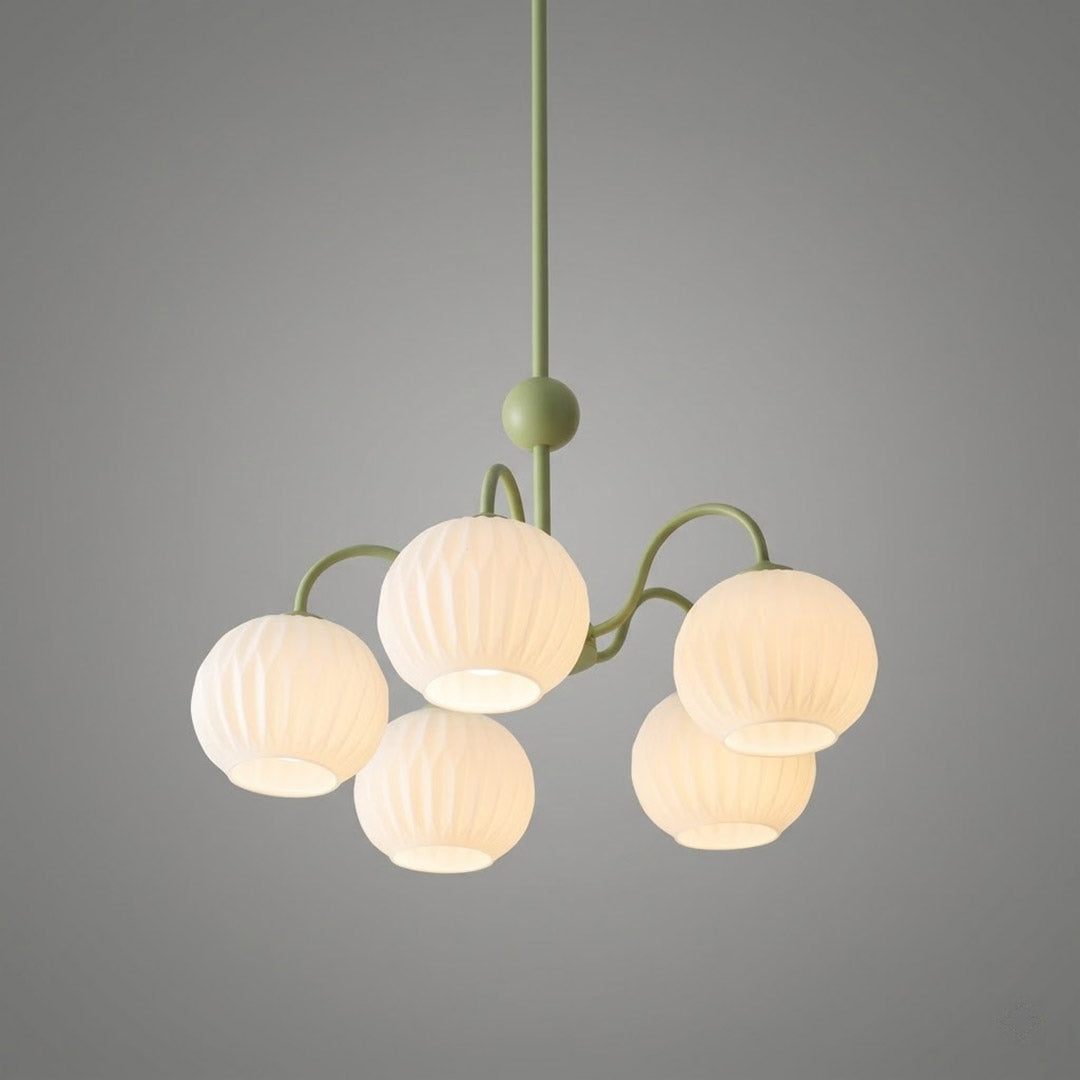 Cleo Globe Chandelier – Frosted Ribbed Glass Cluster Pendant Light | Stuberlighting