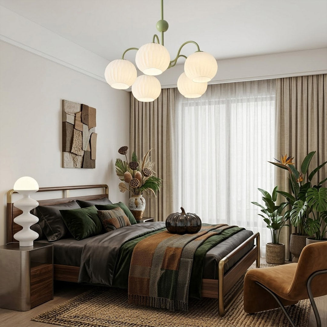 Cleo Globe Chandelier – Frosted Ribbed Glass Cluster Pendant Light | Stuberlighting