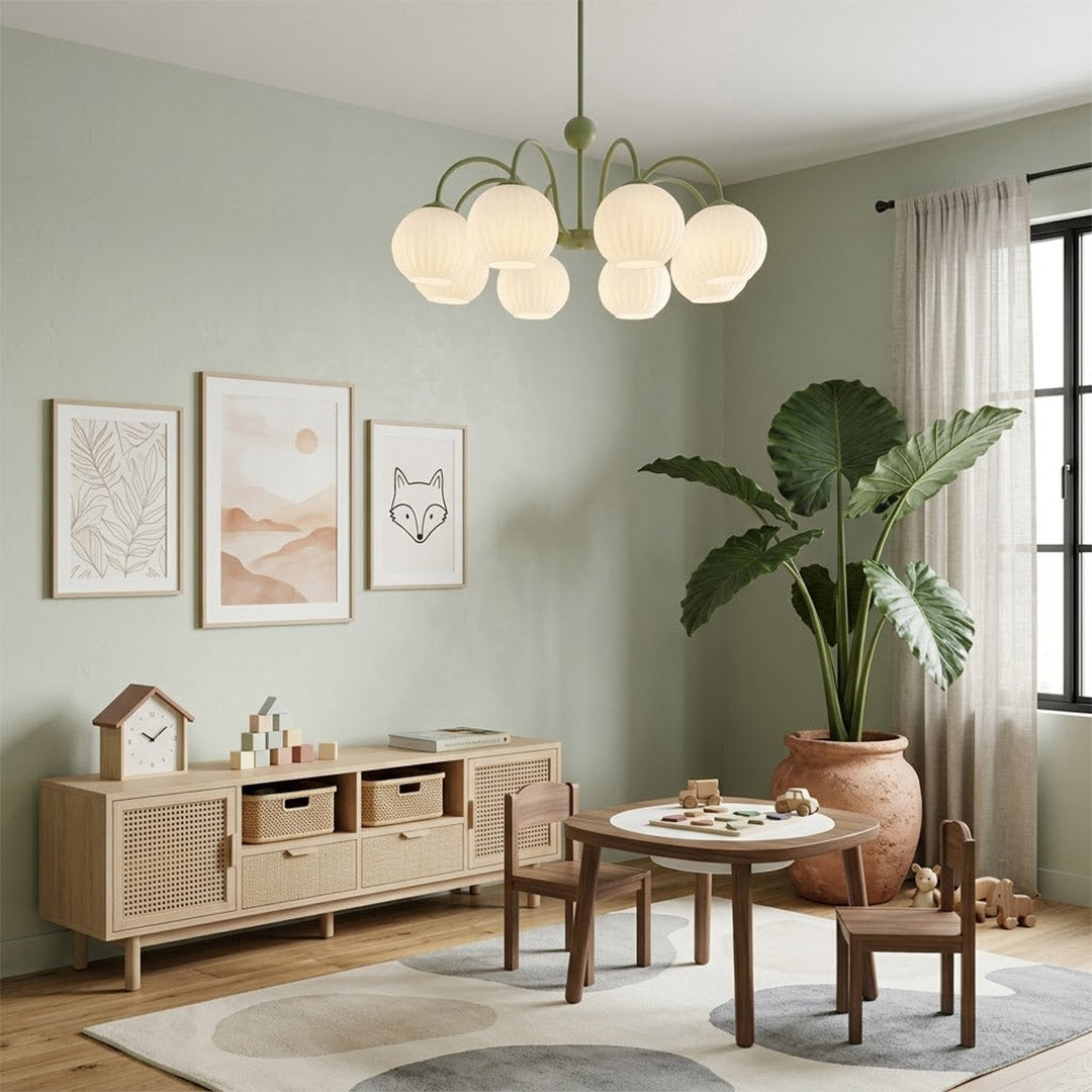 Cleo Globe Chandelier – Frosted Ribbed Glass Cluster Pendant Light | Stuberlighting