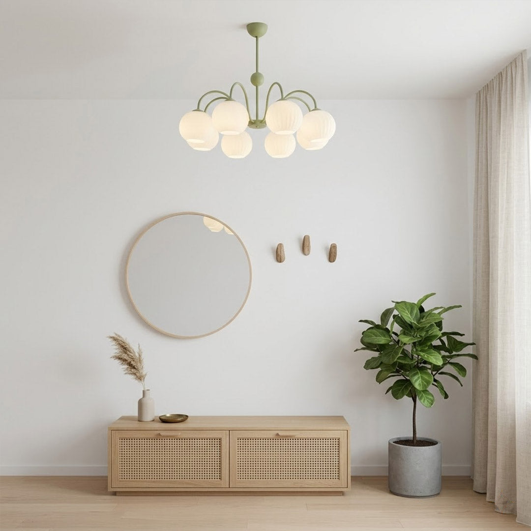 Cleo Globe Chandelier – Frosted Ribbed Glass Cluster Pendant Light | Stuberlighting