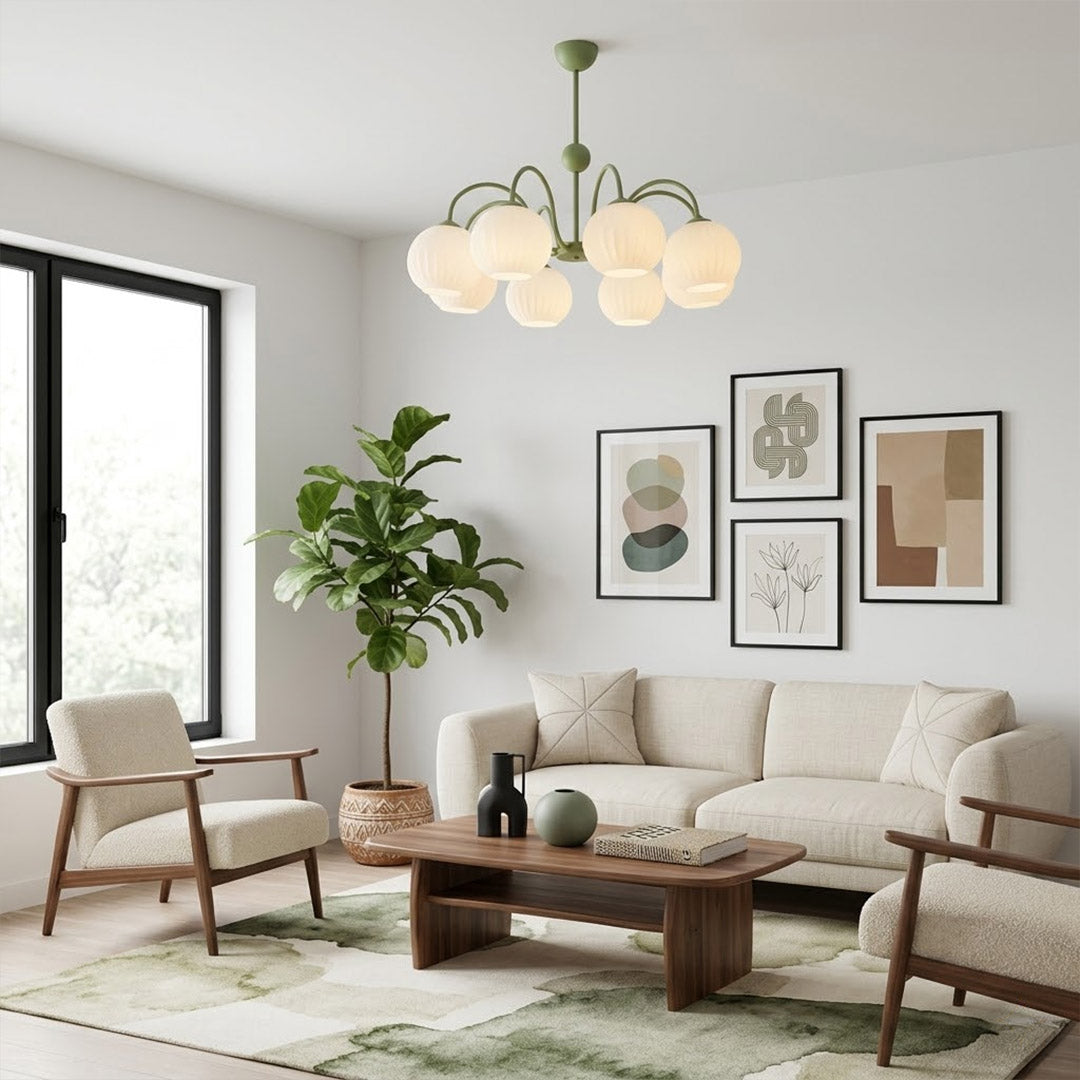 Cleo Globe Chandelier – Frosted Ribbed Glass Cluster Pendant Light | Stuberlighting
