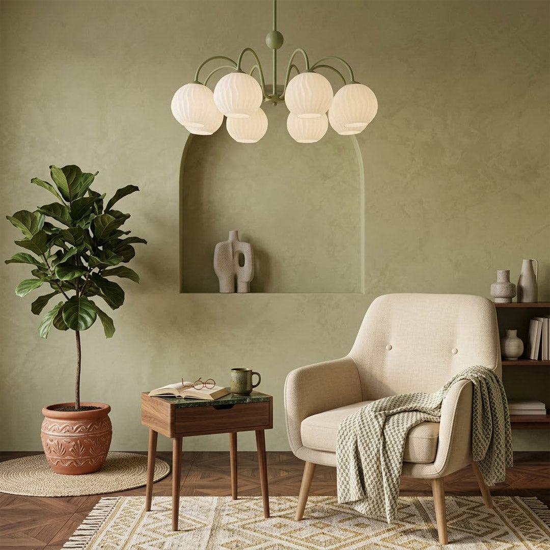 Cleo Globe Chandelier – Frosted Ribbed Glass Cluster Pendant Light | Stuberlighting