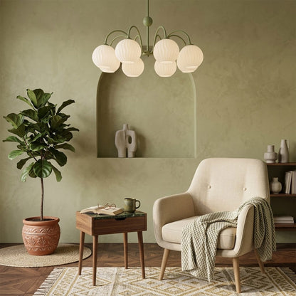 Cleo Globe Chandelier – Frosted Ribbed Glass Cluster Pendant Light | Stuberlighting
