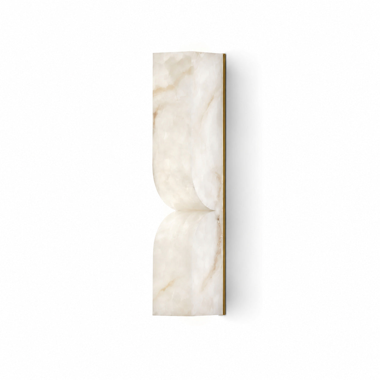 Contatto alabaster wall sconce small gold white carved natural stone sculptural modern white background front view