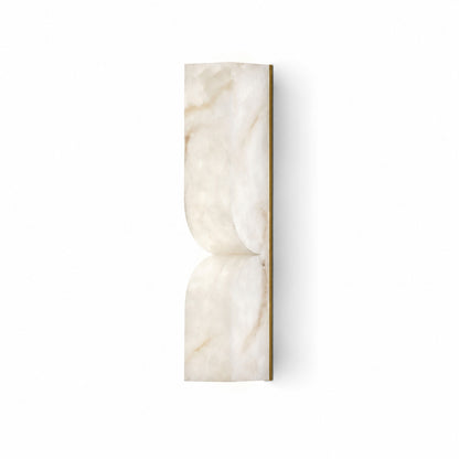 Contatto alabaster wall sconce small gold white carved natural stone sculptural modern white background front view
