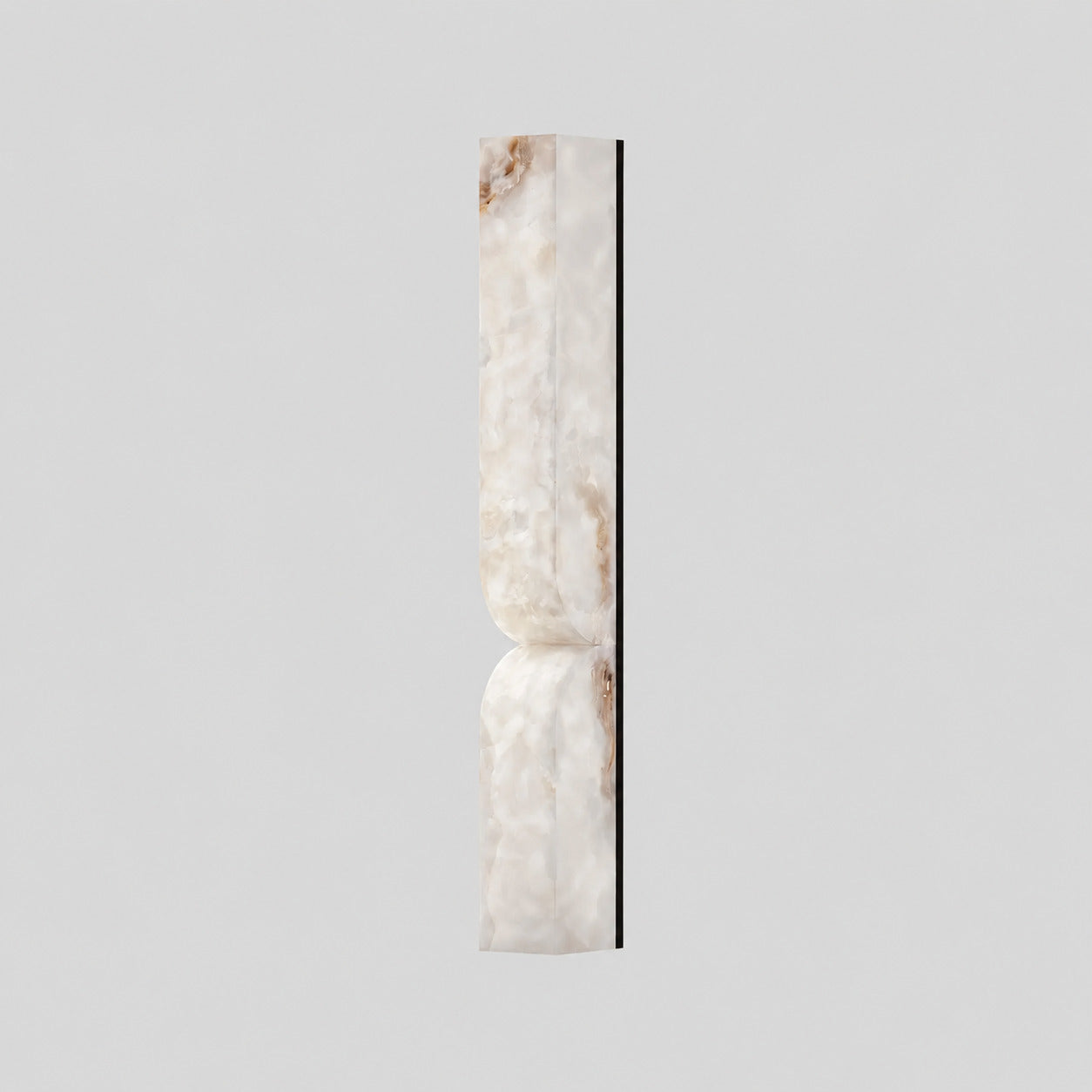 Contatto alabaster wall sconce large tall gold brown carved natural stone sculptural statement white background front view