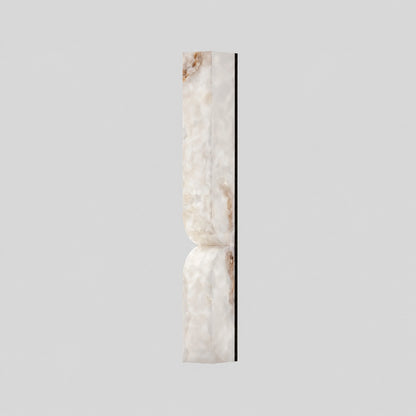 Contatto alabaster wall sconce large tall gold brown carved natural stone sculptural statement white background front view