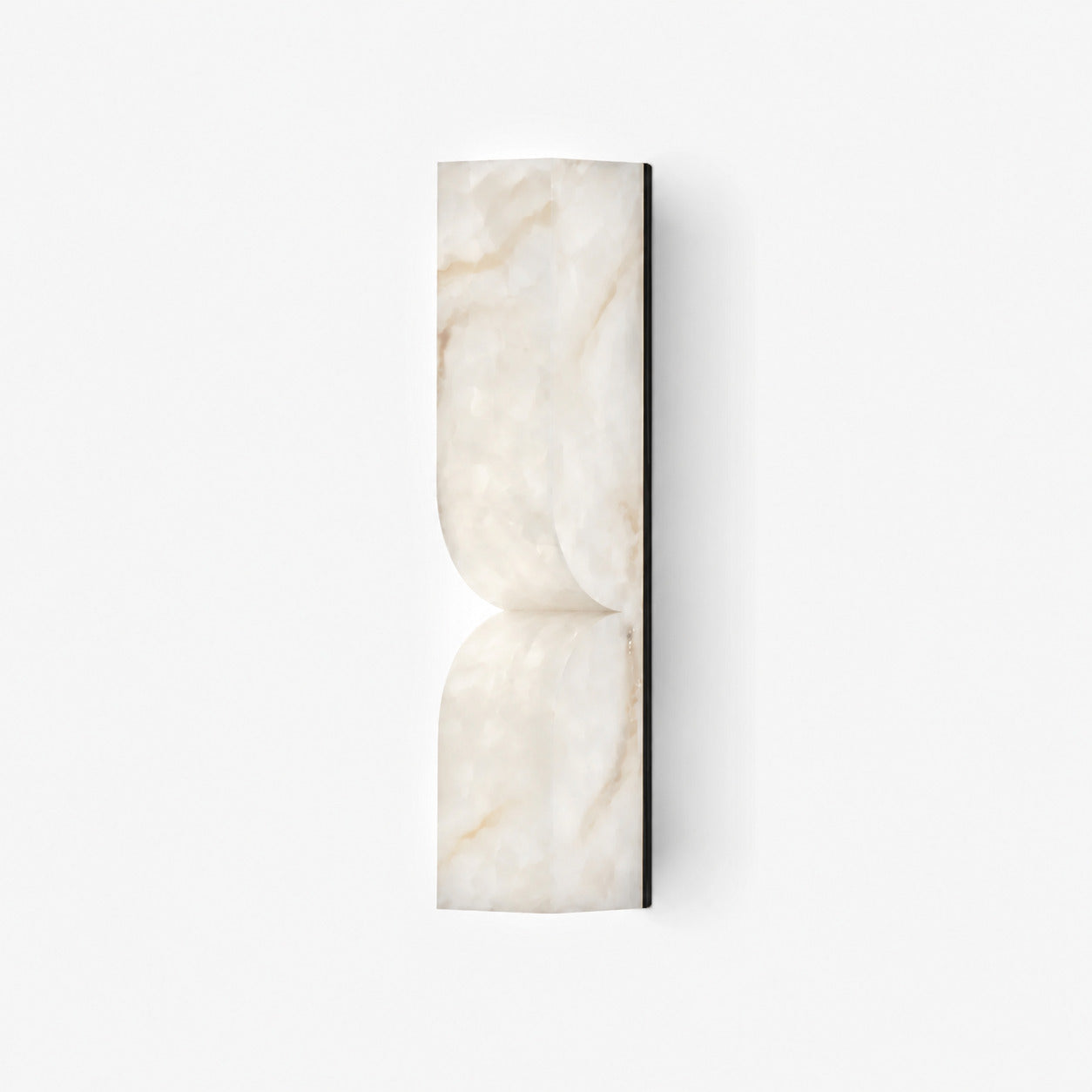 Contatto alabaster wall sconce medium black white carved natural stone sculptural modern white background front view