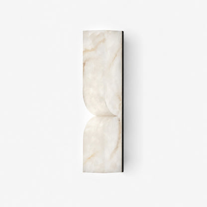 Contatto alabaster wall sconce medium black white carved natural stone sculptural modern white background front view