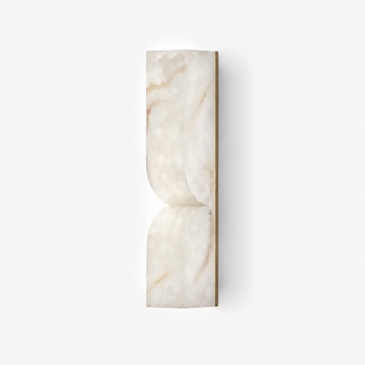 Contatto alabaster wall sconce small gold white carved natural stone sculptural modern white background front view