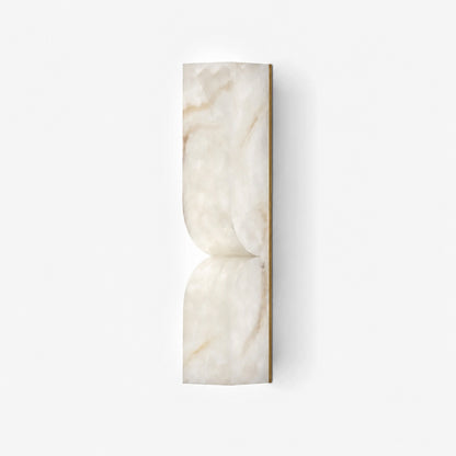 Contatto alabaster wall sconce small gold white carved natural stone sculptural modern white background front view