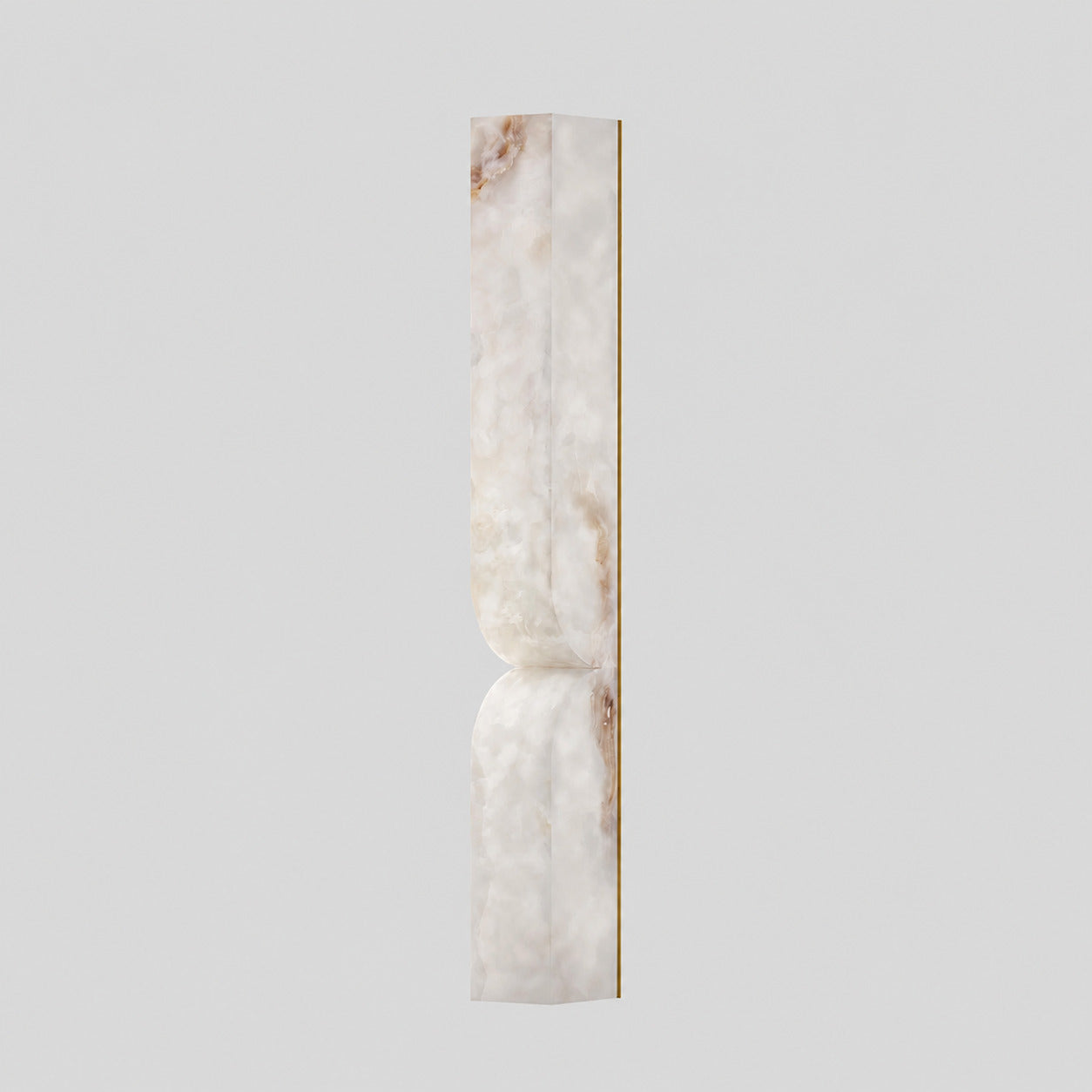 Contatto alabaster wall sconce large tall gold brown carved natural stone sculptural statement white background front view