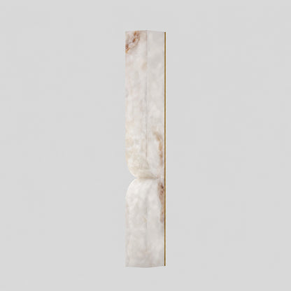 Contatto alabaster wall sconce large tall gold brown carved natural stone sculptural statement white background front view