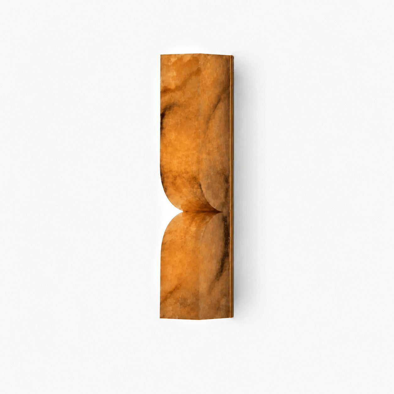 Contatto alabaster wall sconce small gold white carved natural stone sculptural modern white background front view