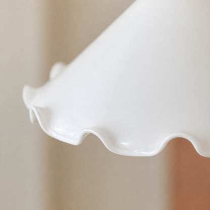 Cora Mini pendant milky opaque glass uniform soft glow no glare hand blown flower petals close up detail