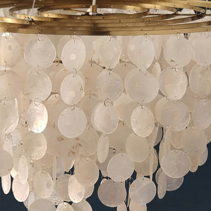 Coraline Capiz shell translucent natural pearl iridescent craftsmanship detail close up Coastal Boho beach house authentic