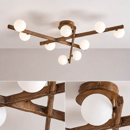 Costella ceiling light multi light cluster arrangement brown white heads geometric art deco design detail close up unique