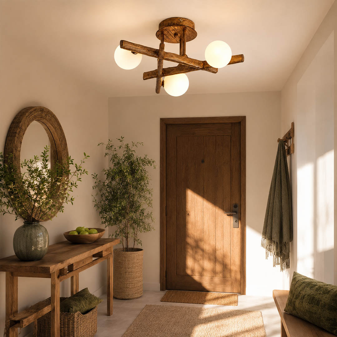 Costella ceiling light entryway foyer semi flush brown white multi light elegant welcoming art deco American home lifestyle interior