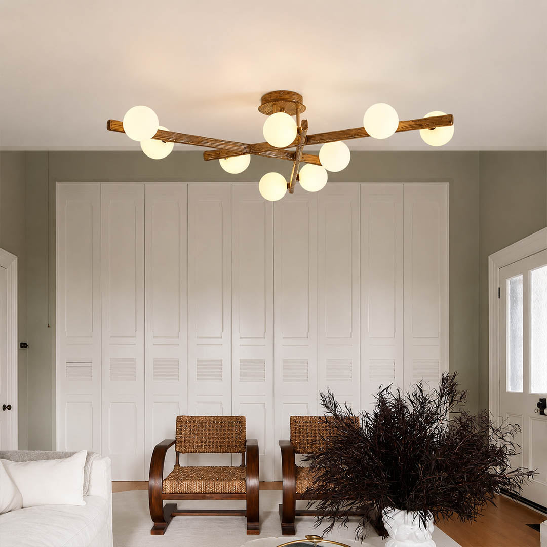 Costella ceiling light living room low ceiling semi flush brown white multi light warm art deco modern American home lifestyle interior
