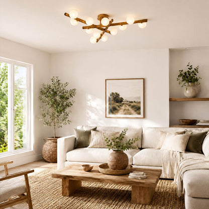 Costella ceiling light living room low ceiling semi flush brown white multi light warm art deco modern American home lifestyle interior