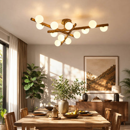 Costella ceiling light dining room semi flush brown white cluster warm inviting art deco statement American home lifestyle interior