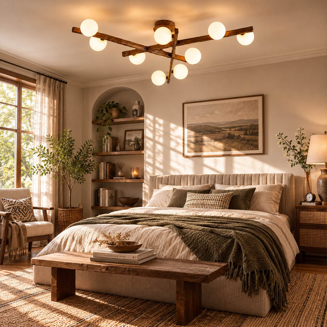 Costella ceiling light living room low ceiling semi flush brown white multi light warm art deco modern American home lifestyle interior