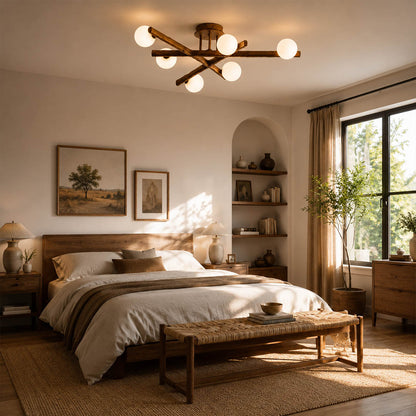 Costella ceiling light living room low ceiling semi flush brown white multi light warm art deco modern American home lifestyle interior