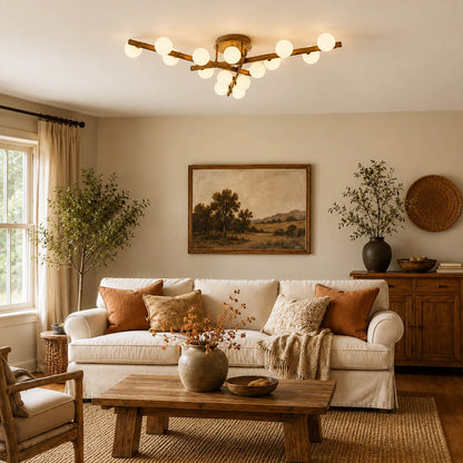 Costella ceiling light living room low ceiling semi flush brown white multi light warm art deco modern American home lifestyle interior
