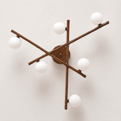 Costella ceiling light multi light cluster arrangement brown white heads geometric art deco design detail close up unique