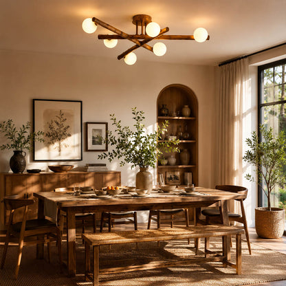 Costella ceiling light dining room semi flush brown white cluster warm inviting art deco statement American home lifestyle interior