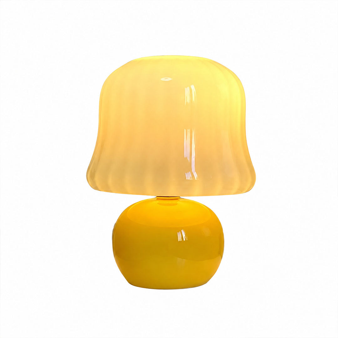 Crema mushroom table lamp cream enamel glass shade ceramic base French cream style white background front view