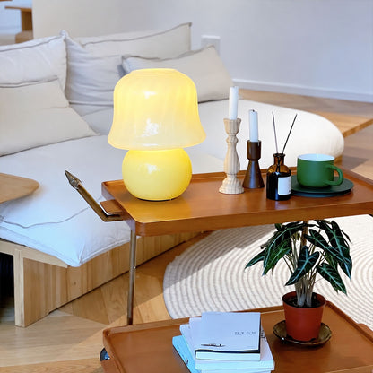 Crema mushroom table lamp living room side table soft warm glow cream mushroom cute American home lifestyle interior styled