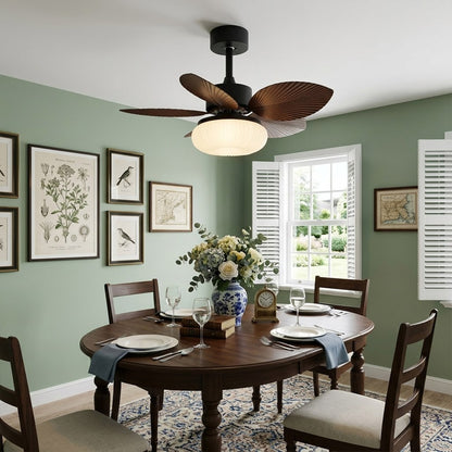 Crème French ceiling fan with light above dining table warm cream ivory finish elegant interior