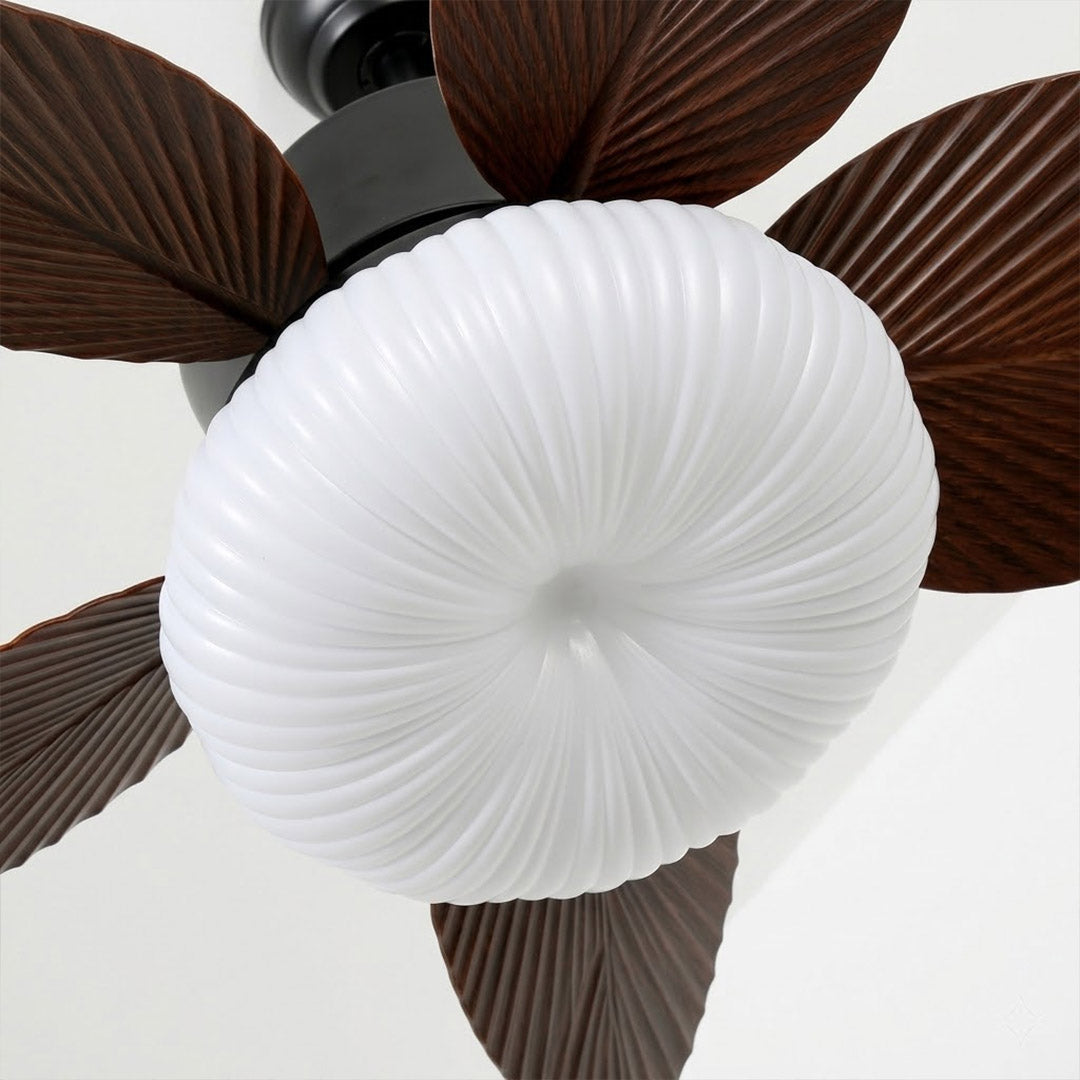 Crème French ceiling fan handheld remote control six speed setting cream blade detail