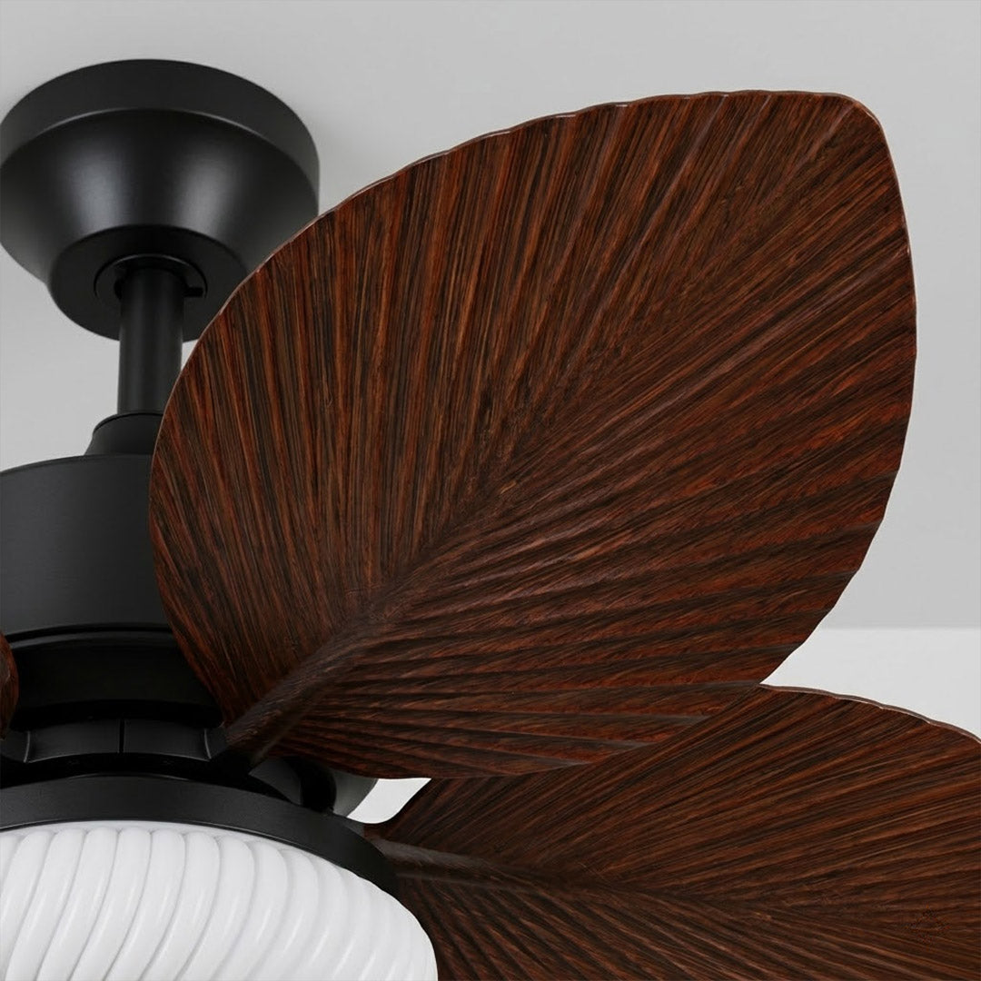 Crème French ceiling fan handheld remote control six speed setting cream blade detail