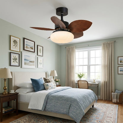Crème French ceiling fan in bedroom 30 inch creamy ivory quiet operation cozy interior