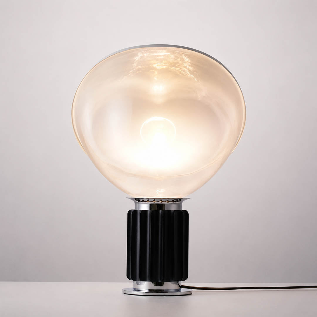 Cupola table lamp 3 colors black silver coffee side by side comparison mushroom dome fluted base mid century Castiglioni inspired reference