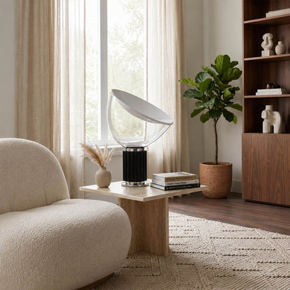 Cupola table lamp large black modern reading corner armchair side table cozy intimate mushroom dome sculptural mid century Castiglioni inspired warm indirect ambient lifestyle interior