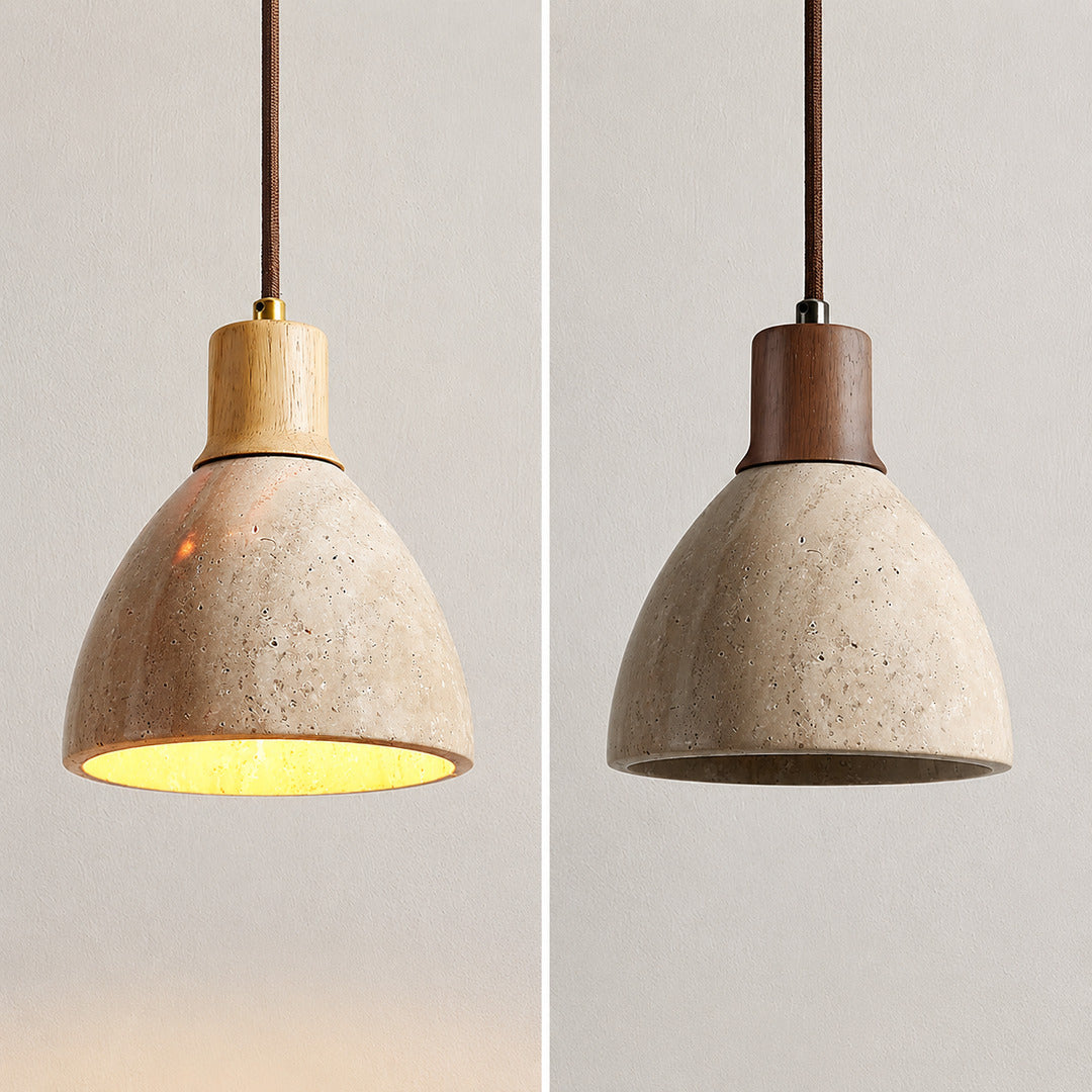 Cupola travertine pendant light dark walnut wood color oak finishes comparison reference