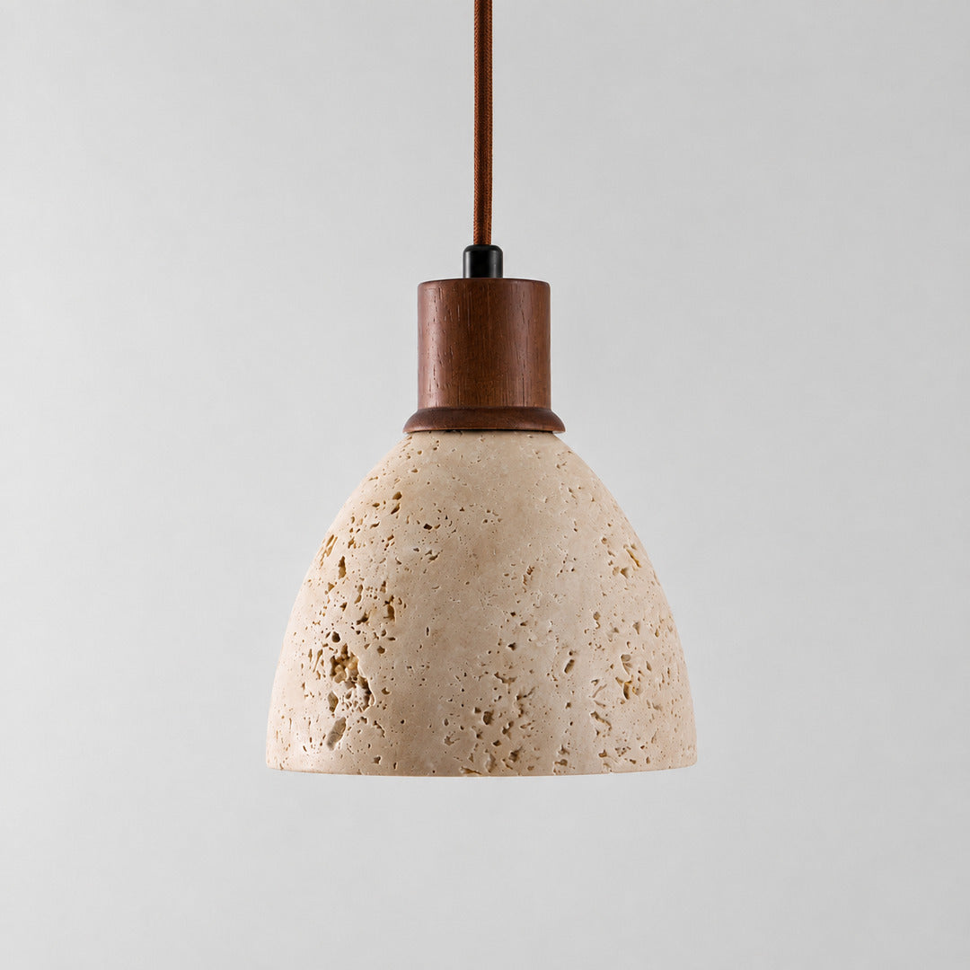 Cupola travertine pendant light dome shape sculptural silhouette profile detail