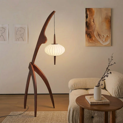 Cygnus walnut wood floor lamp home office workspace natural material palette warm silk glow modern interior