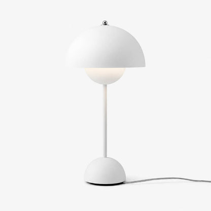 Daisy VP3 style mushroom table lamp Matte White minimalist Mid Century designer tribute Scandinavian white background