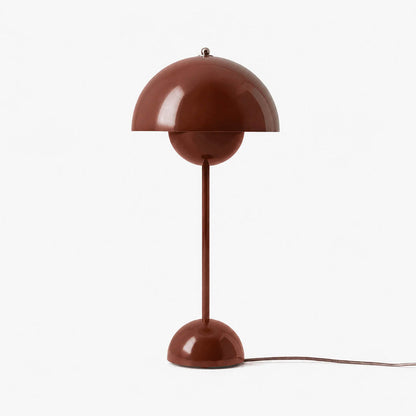 Daisy VP3 style mushroom table lamp Red brown terracotta Earthy Cottagecore Mid Century designer white background