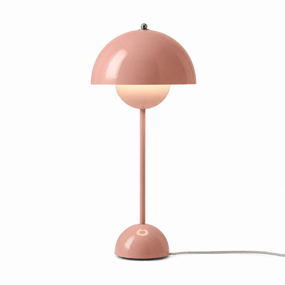 Daisy VP3 style mushroom table lamp Lotus Pink soft romantic Y2K Mid Century designer feminine white background