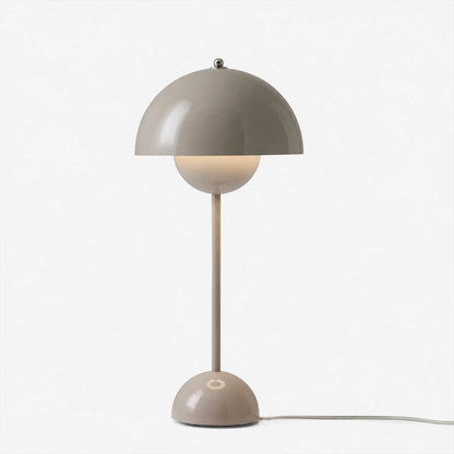 Daisy VP3 style mushroom table lamp Beige Gray transitional neutral Mid Century designer tribute white background