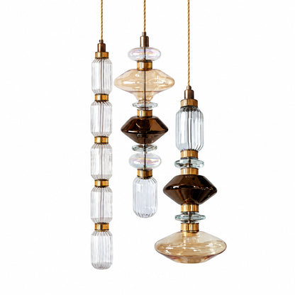 Three-head Danza glass pendant cluster combining Models E F and G