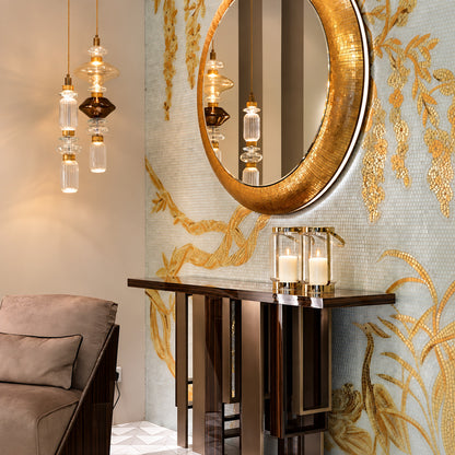 Danza glass pendant lights over tables in an upscale restaurant