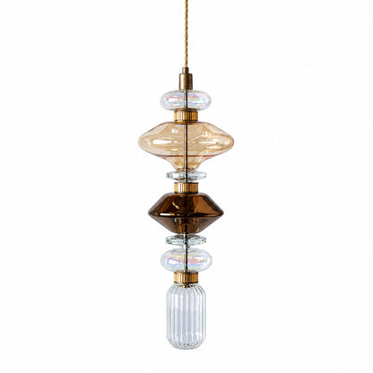 Danza glass pendant light Model E 7.9 inch wide by 26.4 inch tall